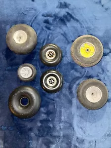 RC Airplane Wheels, 7 Used.vintage rc model airplane wheels. - Picture 1 of 9