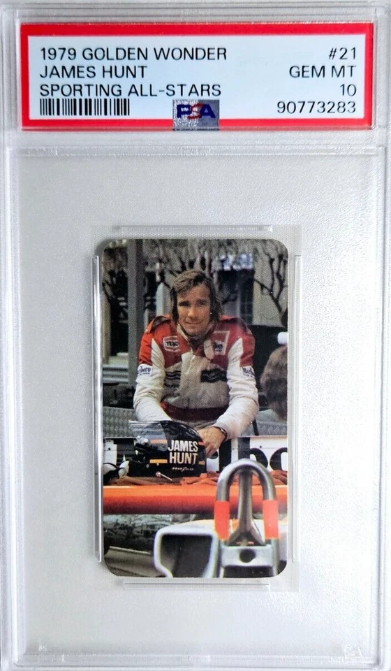 1979 Golden Wonder All-Stars #21 James Hunt F1 Racing Card PSA 10 Gem Mint - Image 1 of 4