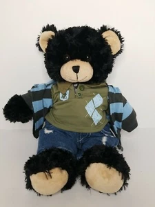 Build A Bear Curly Black Bear w Outfit Plush Stuffed Animal Teddy Retired BABW - Picture 1 of 10