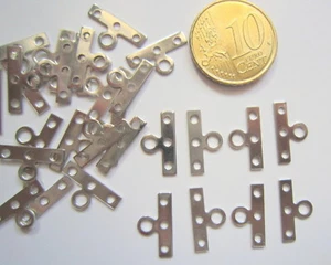 Terminales cierres 3 a 1 vías lisos X 30 UNIDADES 14 mm plateados abalorios - Imagen 1 de 2