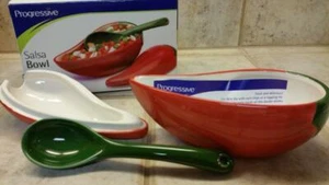 NEW IN BOX PROGRESSIVE 3 PC SET SALSA BOWL HAND PAINTED CERAMIC 1 1/2 CUP CAP - Picture 1 of 1