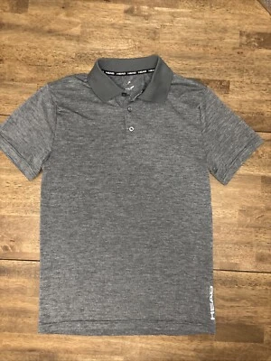 HEAD Tennis Polo Shirt Mens Small Gray 3 Button Activewear Short Sleeve EUC - Image 1 of 4