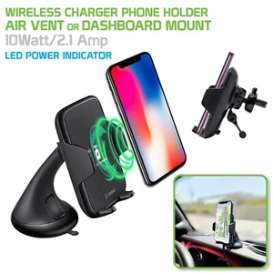2 in 1 Car Air Vent & Dashboard/Whindshield Wireless Charging Phone Holder Mount - Picture 1 of 12