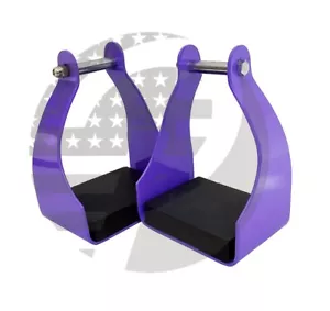 Aluminum Western Horse Endurance Riding Trail Purple Stirrups 2.25 Inch Neck - Picture 1 of 2