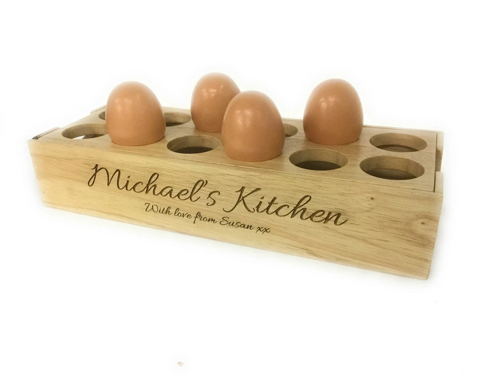 Apollo Rubber Wood Egg Storage Station Hold 12 Eggs Handy Size