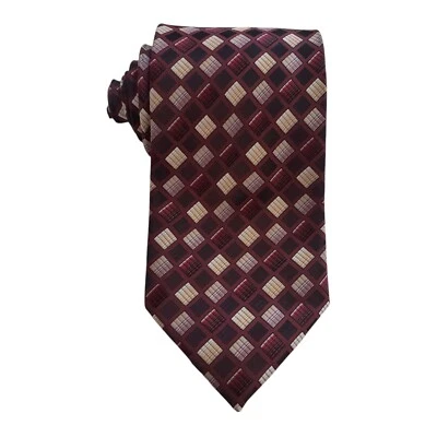 Corbata de hombre Colores por Alexander Julian borgoña y beige patrón a cuadros hecha a mano Foto 1 de 4