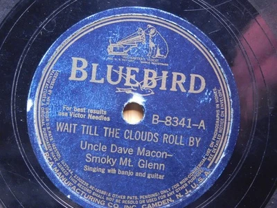 Uncle Dave Macon Smoky Mt Glenn Country 78 Wait Till The Clouds Roll By on Blueb - Image 1 of 3