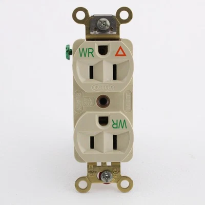 Salida receptáculo Hubbell marfil resistente a la intemperie suelo aislado 15A IG5262IWR Foto 1 de 4