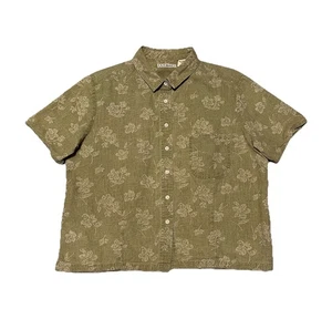 Vintage LL Bean Damen Leinenmischung Shirt Top Knopfleiste grün hellbraun Blumenmuster 14 - Bild 1 von 9