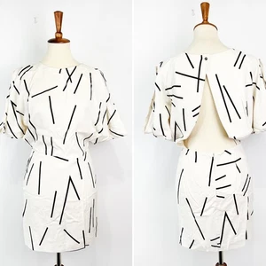 Dolce Vita black and white silk geometric dress open back cut out Size Small - Picture 1 of 10