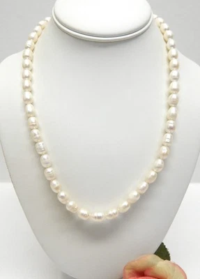 FAS 925 STERLING SILVER, GENUINE PEARL BEAD NECKLACE 20" - Image 1 of 2