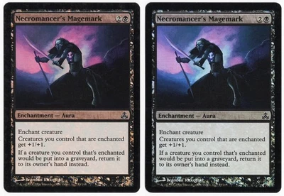 Necromancer's Magemark x2 2x 2006 Guildpact FOIL Black Enchantment MTG NM AZ1 - Image 1 of 2