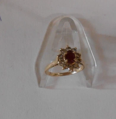 ANILLO 14KT COLOR ROJO (JULIO) CON 10 ASTILLAS DE DIAMANTES - TALLA 6 3,27 GRS.- 2,11 DWT Foto 1 de 4