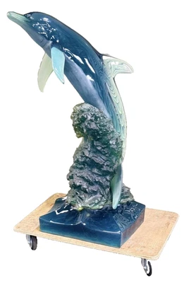 Escultura acrílica Wyland "Friendly Dolphin (Verde azulado)" 12/450 1992 certificado de autenticidad estatua firmada Foto 1 de 4