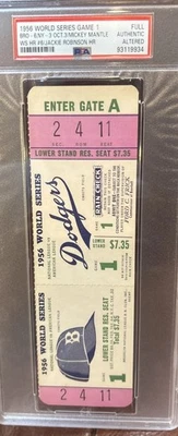 PSA 1956 年世界系列全票 GM 1 Mantle & Jackie Robinson HR 道奇队 POP5 — 第 1/4 张图片