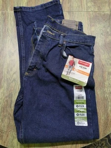 New Wrangler Five Star Jeans REGULAR FIT FLEX Mens Zipper Fly 34x29 Dark Blue. - Picture 1 of 11