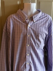 IZOD Shirt Mens 6X Lavender Plaid Long Sleeve Button Down Cotton Blend Shirt - Picture 1 of 17