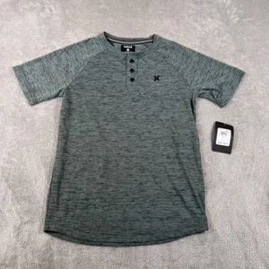 Hurley Boys Heathered Clay Green Henley Short Sleeve T-Shirt Medium 10-12Y NEW - Picture 1 of 7
