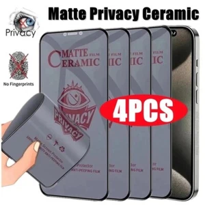 4Pcs For iPhone 16 15 14 13Pro Privacy Anti-Spy Ceramic Tempered Glass Protector - Zdjęcie 1 z 7