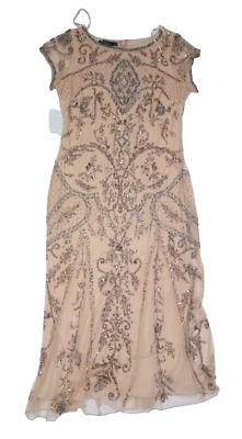 Vestido Pisarro Nights para mujer rubor con cuentas malla columna vestido inspirado en la decoración 10 Foto 1 de 4