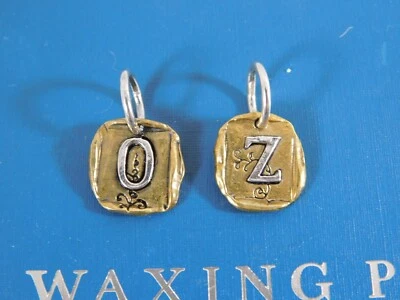 Waxing Poetic Brass Sterling Silver Gothic Scroll Insignia Initial Charm Pendant - Image 1 of 3