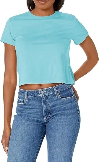 Monrow Solid Vintage T-Shirt Women's XS Blue Pullover Style Short Sleeves