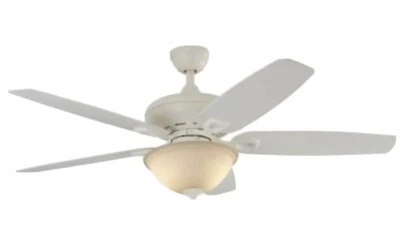 Harbor Breeze, 52" White Indoor LED Ceiling Fan with Light Kit w Frosted Bowl - Image 1 of 3