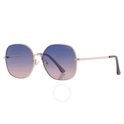 Guess Women's 61 m Blue Gradient Butterfly Shiny Rose Gold Sunglasses GF0385-28W - Image 1 of 4