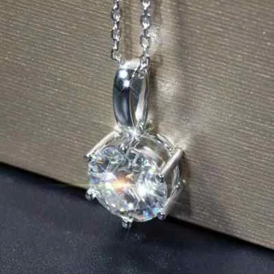 4.50 Ct Certified Off White Treated Diamond Solitaire Pendant in 925 Silver - Image 1 of 4