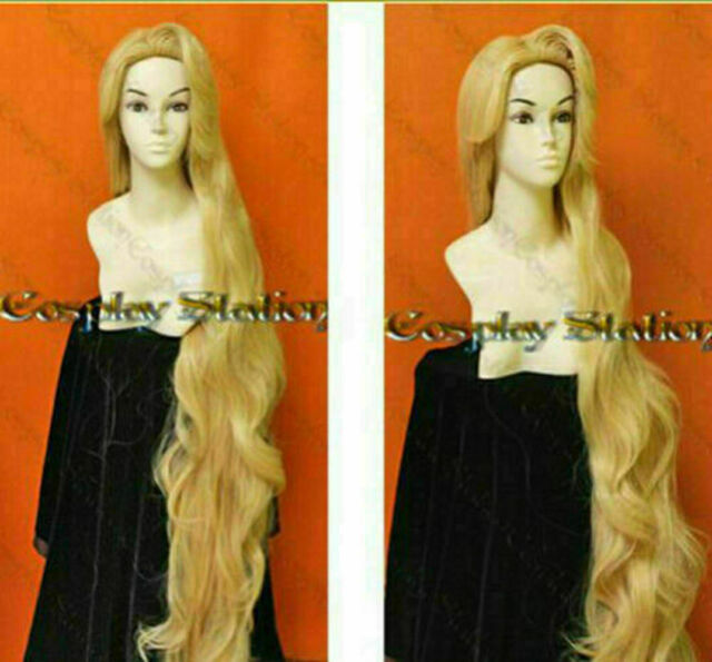 Cabelo sintético cosplay laranja loiro rabo de cavalo duplo longo