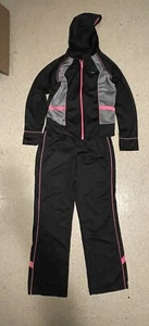 Avia Girls black Pink Zip Jacket Pant Track Set Athletic Outfit 10/12 - Picture 1 of 7