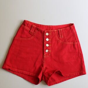 Vintage Nada Nuff High Rise Waist Red Shorts Denim Jean Womens 7 Measure 25 Jrs