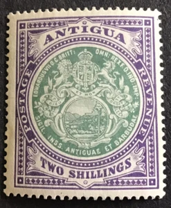 Antigua George V  2/- Grey Green & Violet  SG50 mounted mint C/V £110 in 2016. - Picture 1 of 2