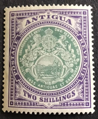 Antigua George V  2/- Grey Green & Violet  SG50 mounted mint C/V £110 in 2016. - Image 1 of 2