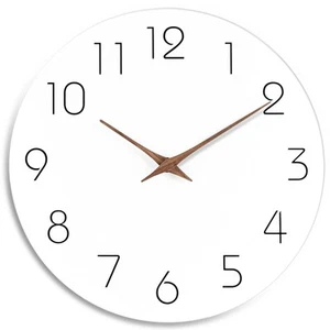 Wall Clock 10 Inch Silent Non Ticking Wood Battery Operated Wooden White Mode... - Picture 1 of 9