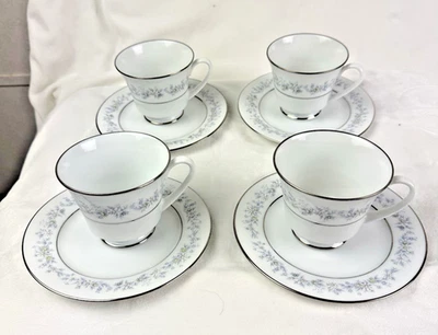 Noritake Marywood 2181 Set Of 4 Fine China Footed  Cup & Saucer Flowers - image 1 of 4