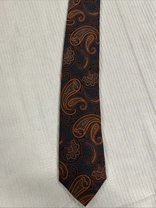 Countess Mara Men's 58” Necktie Paisley Orange/ Blue 100% Silk Hand Made - Picture 1 of 3