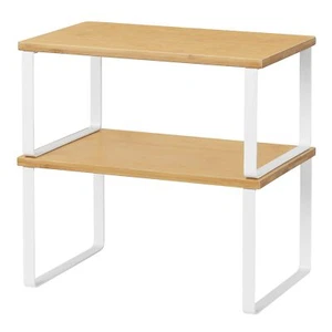 Kitchen Cabinet And Counter Shelf Organizer Stackable & Pandable White And Natur - Picture 1 of 6