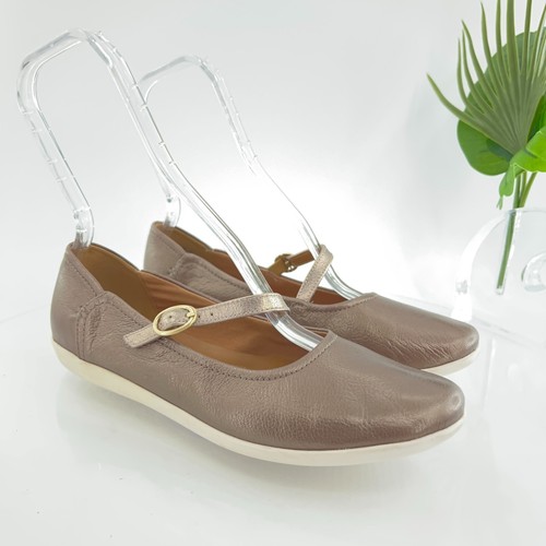 Mocassino Clarks Helina Amo donna Mary Jane taglia 9 pelle peltro slip on piatto