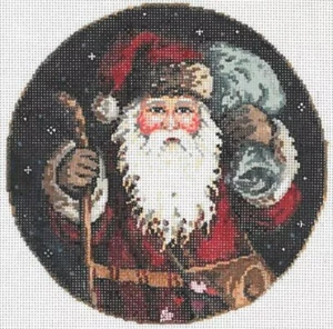 Needlepoint Handpainted Christmas Sandra Gilmore On His Way 6" - Picture 1 of 4