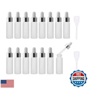 Enslz 15pcs 5ml Mini Empty Frosted Essential Oil Glass Dropper bottle Reusabl - Picture 1 of 5