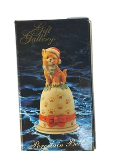 Vintage Porcelain Bisque Bell Dog with Santa Hat + Paw Prints Christmas K-mart - Picture 1 of 9