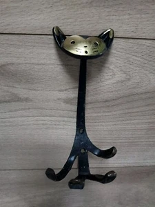 Vintage Walter Bosse Modernist Black Finished Brass Cat Wall Hook 1950 Austria - Bild 1 von 9