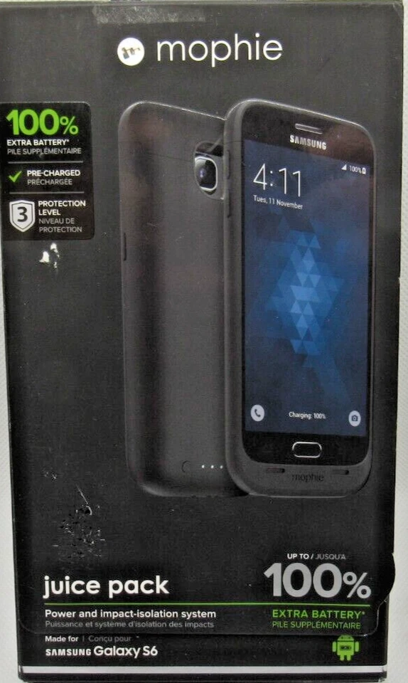 Mophie Juice Pack Up to 100% Battery Case  3300mAh Samsung Galaxy S6 Ships Free - Image 1 of 4