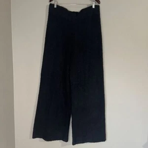 SKIMS Wide Leg Pants Size 2X Black Cozy Knit High Rise Comfortable Lounge - Picture 1 of 3