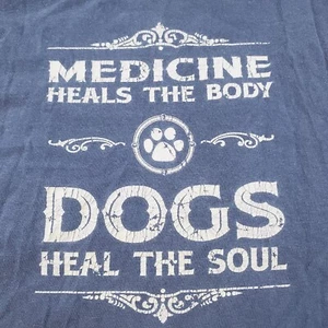 VTG Comfort Colors T Shirt Mens Large Blue Short Sleeve Pullover Dogs Heal Soul - Picture 1 of 6