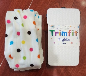 Crazy 8/Trimfit Lot 2pk Girls Polka Dot Fashion & Lace Tights Size 10-14 NWT - Picture 1 of 5