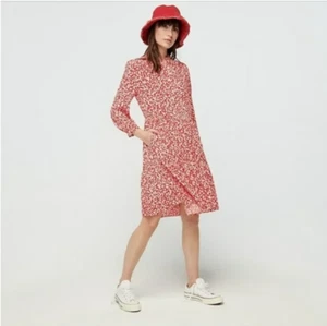 J.Crew Damen Shirtkleid in Tossed Bouquet Print rot & weiß Größe Large Taschen - Bild 1 von 17