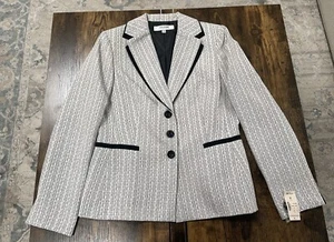 Chaqueta Blazer Jones NY Studio para Mujer Talla 8 Bolsillos Solapa Metálica en Contraste - Imagen 1 de 8
