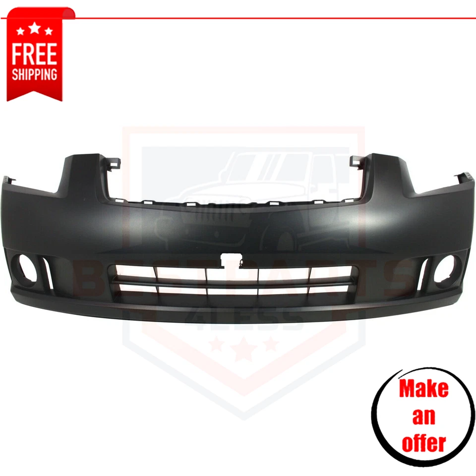 New Bumper Cover front primed w/ fog lamp holes for 2007-2009 Nissan Sentra Foto 1 de 4